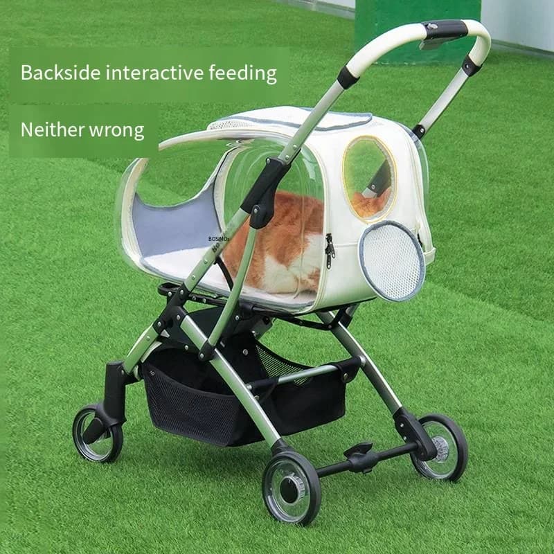 2026 Transparent Pet Stroller for Small/Medium Dogs Cats - Lightweight Foldable Detachable Travel Cart Portable Outdoor Carrier