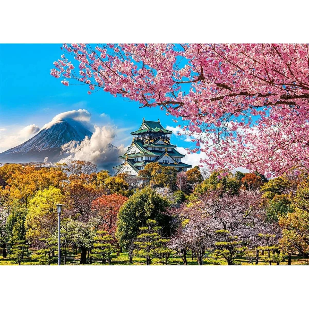 Puzzle da 500/1000/1200/2000 Pezzi per Adulti, Fiori di Ciliegio nel Castello di Osaka, Giappone, Giochi Educativi Colorati