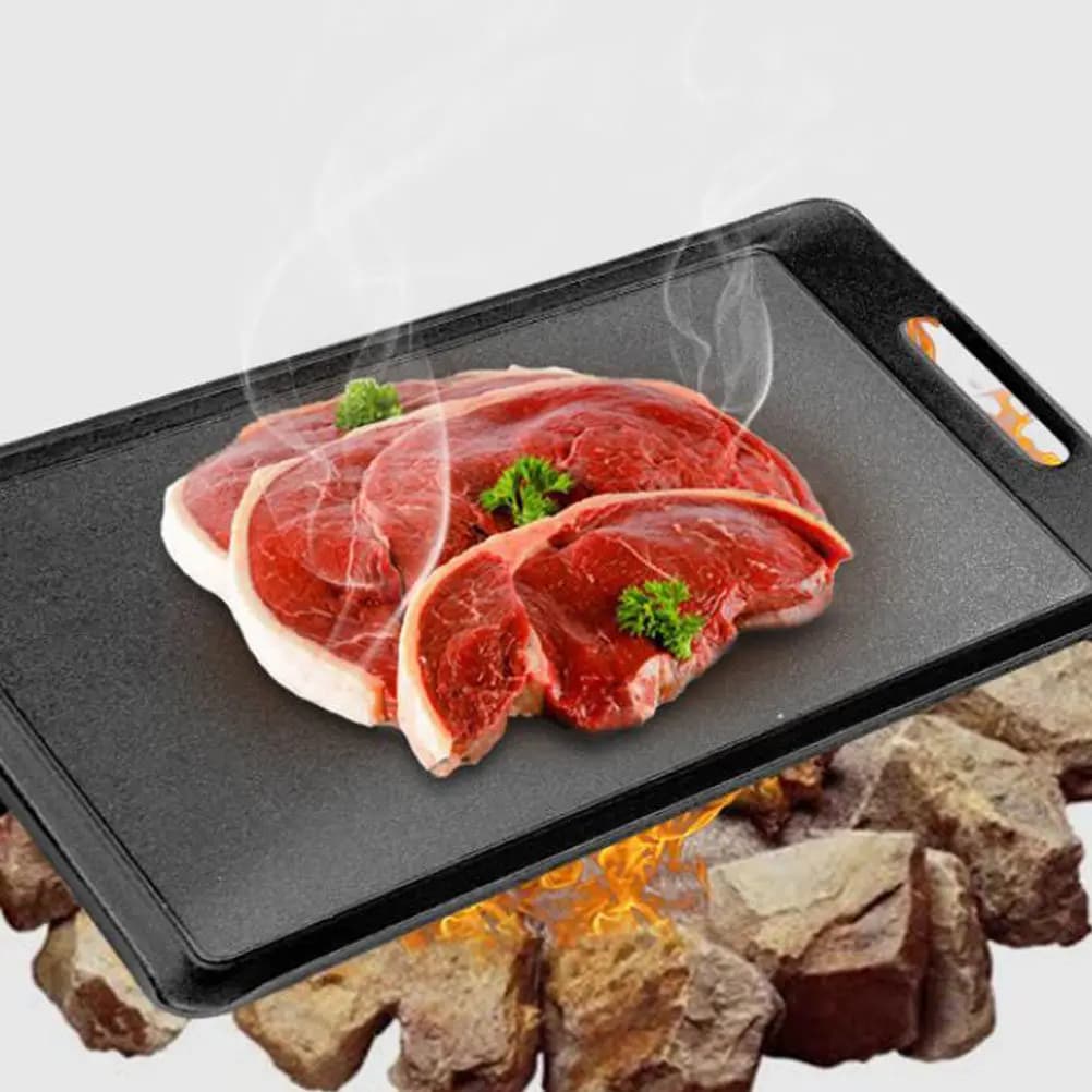 1 Pezzo Piastra per Griglia BBQ in Ferro Premium con Superficie Antiaderente per Fornello e Barbecue all'Aperto, per Grigliare Pesce, Bistecche e Friggere