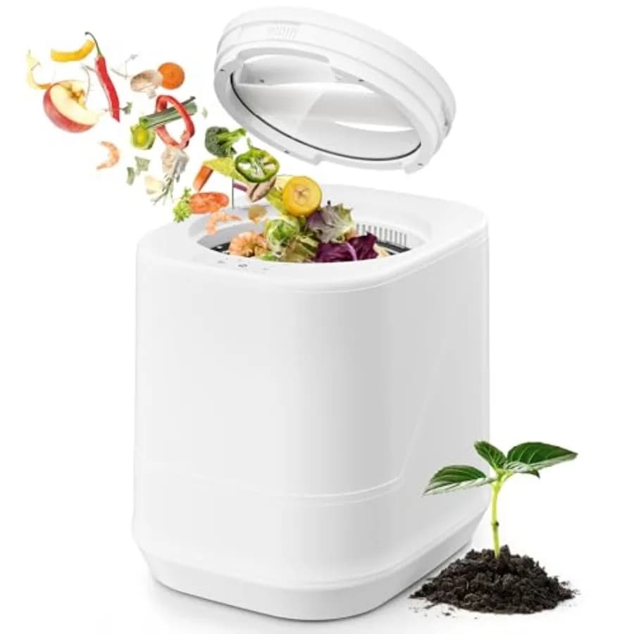 Compostiera Elettrica da Cucina 4L, Contenitore per Compost da Bancone con Pulizia Automatica, Macchina Smaltimento Rifiuti Alimentari Intelligente per Interni, Inodore