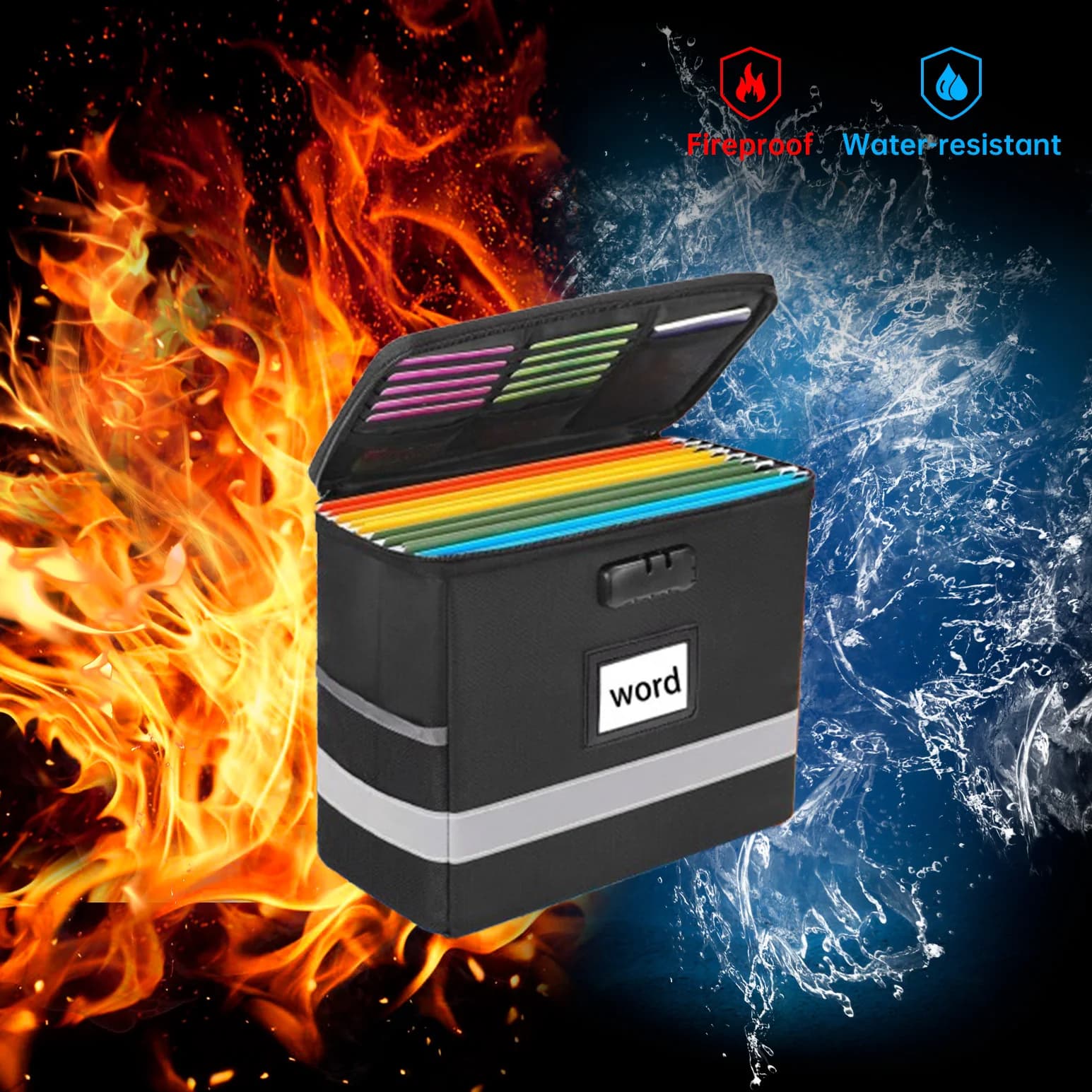Fire Retardant Storage Box Value Object Storage Box With Combination Lock Waterproof Foldable Storage Box Fire Retardant