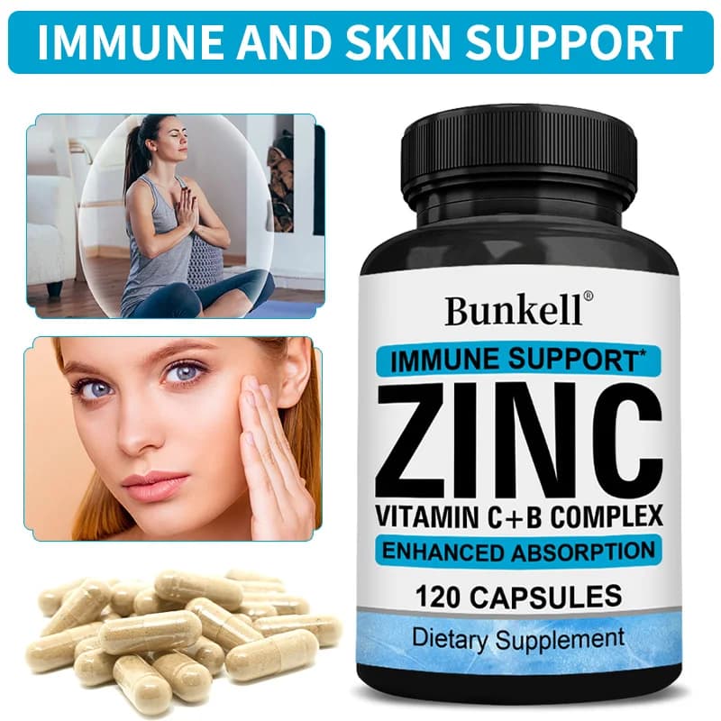 50 mg zinc supplement for immune support - Vitamin C and zinc supplement - Adult zinc supplement - Supports eye and skin health