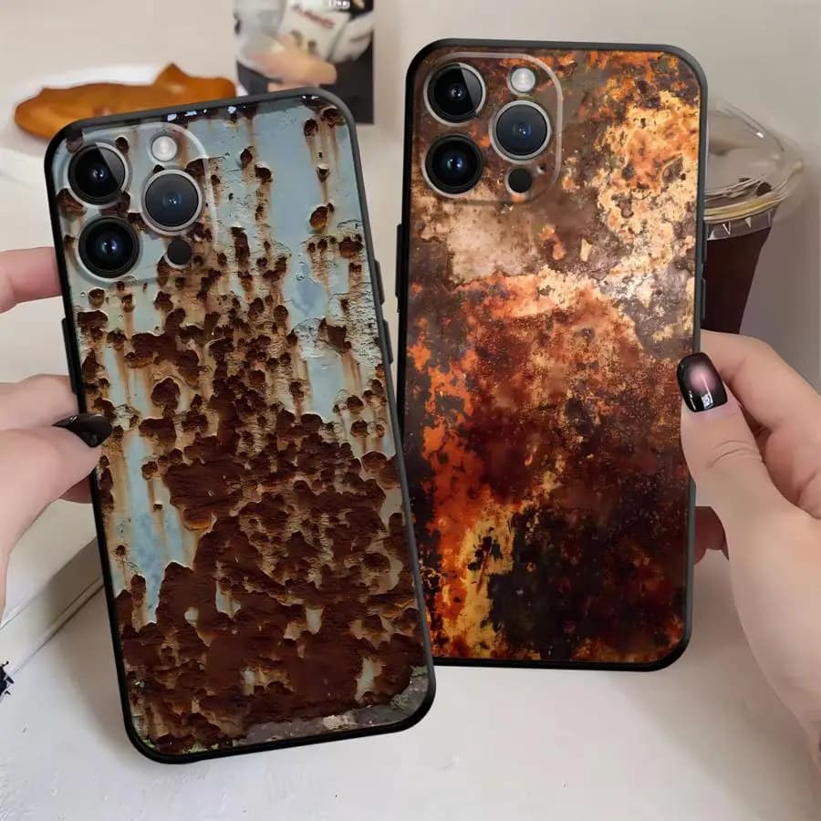 Rust retro design case for iPhone 13 Mini 12 17Air 11 14 XS XR 17 16 Pro Max SE 7 8 15 Plus Soft back cover for phone