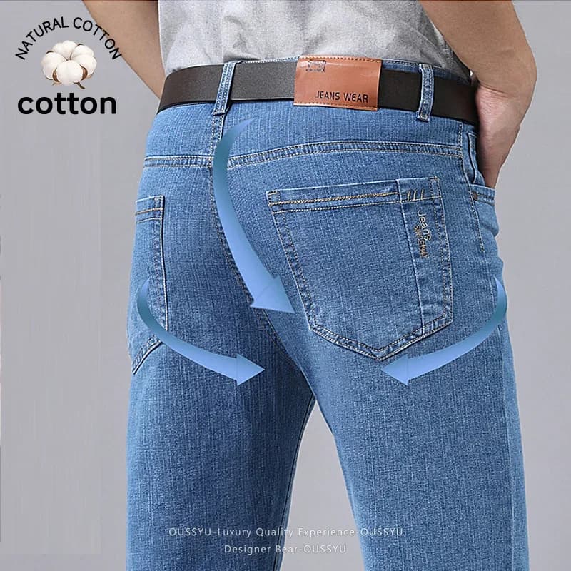 Summer Thin Men's Denim Jeans Straight Business Soft Fashion New High Quality Pants Arrivals Dropship Work Trousers Plus Size 40