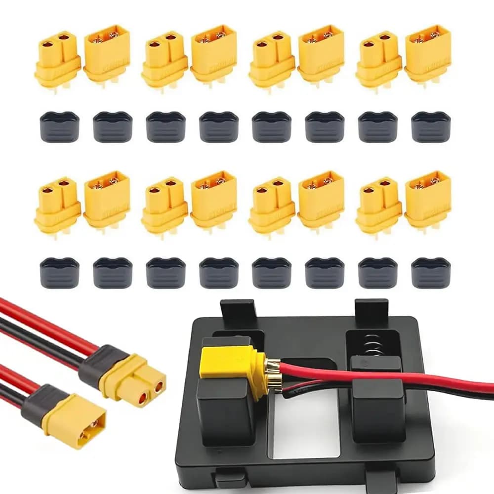 Connettori a Proiettile XT60H (Aggiornamento XT60) Maschio e Femmina con Guaina e Accessori per Saldatura per Batterie Lipo, Aerei RC, Auto