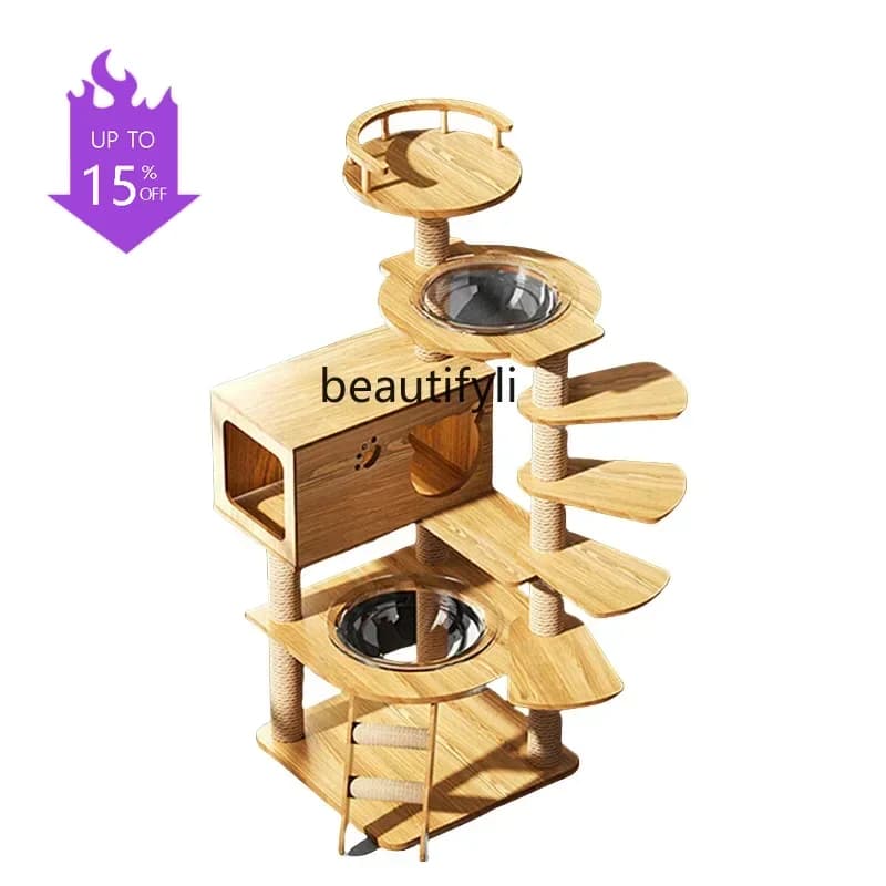 PPP Wooden Large Cat Climbing Frame Cat Nest Tree Integration Does Not Cover an Area of Cat Climbing Frame