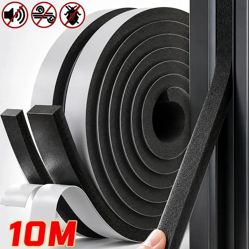 10/2M Sponge Door Window Seal Strip Self-Adhesive Insulation Acoustic Foam Weatherstrip Home Windproof Sound-Proof Sponge Tape