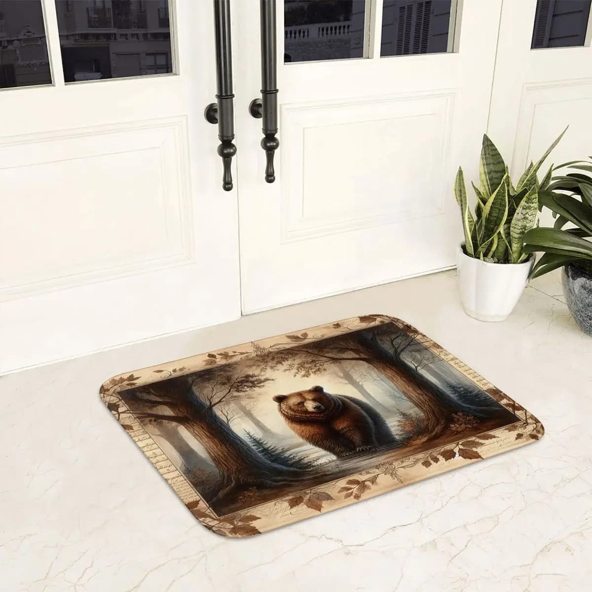 Anti-slip zerbino mat Forest Bear Washable carpet for kitchen entrance Floor mat balcony home