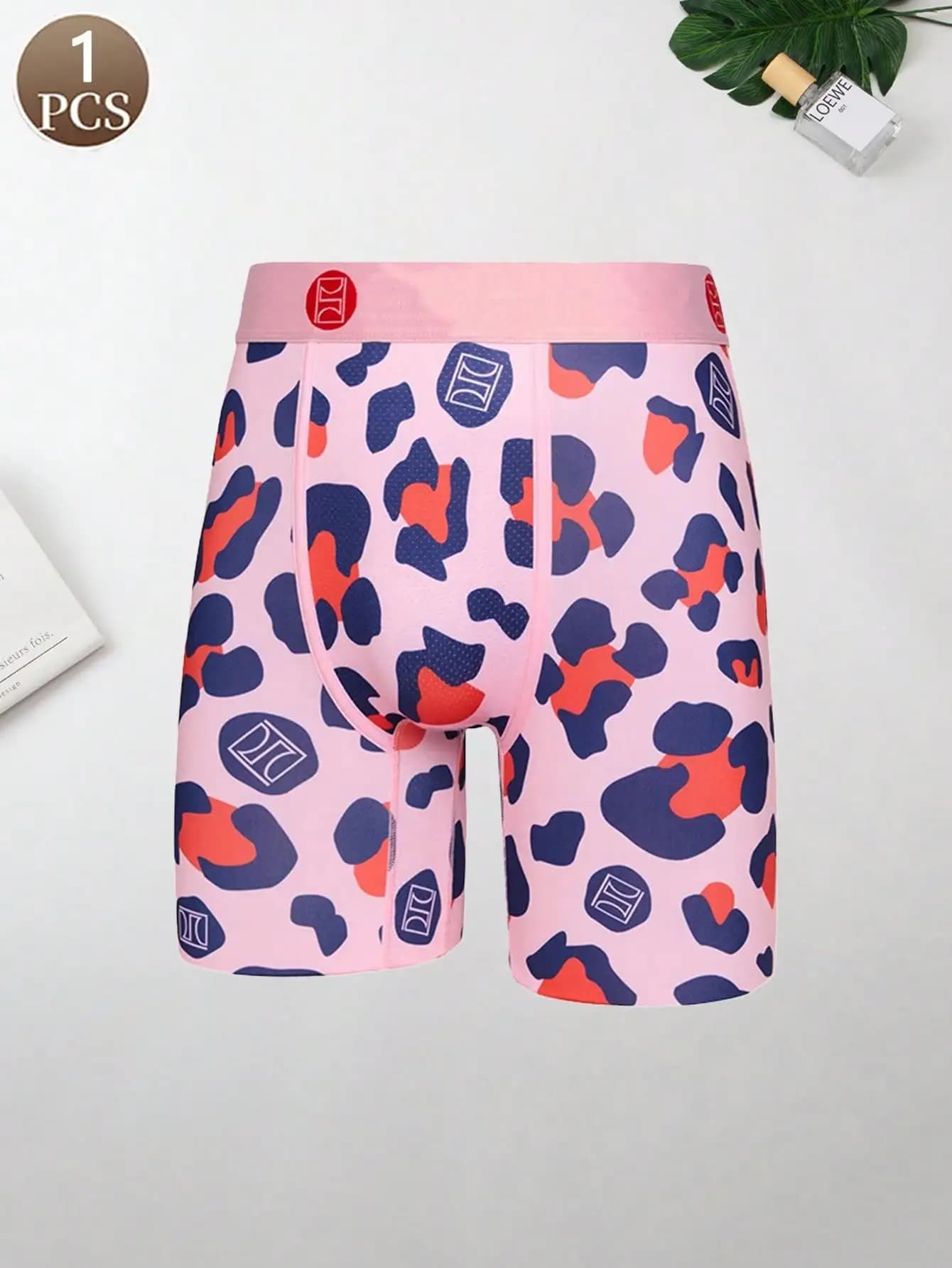 1 PZ Mutandine estese con stampa leopardata sexy senza cuciture a vita media da uomo basic casual e comode stampate alla moda