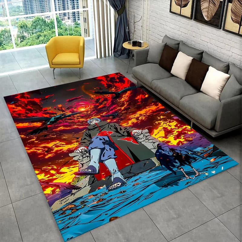 Anime N-Naruto Cartoon Itachi Carpet Rug for Playroom Bedroom Living Room Sofa Home Decor,kid Area Rug Non-slip Floor Mat Gift