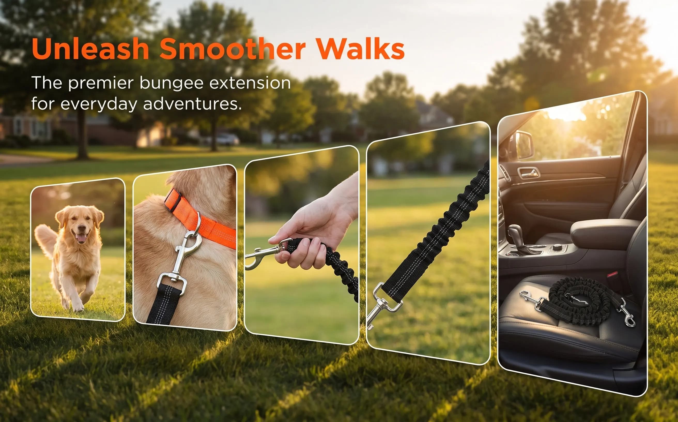 Comfortable Woven Reflective Dog Leash Extension Heavy Duty Elastic Nylon Rope Leash for Daily Use Running Training Small Medium