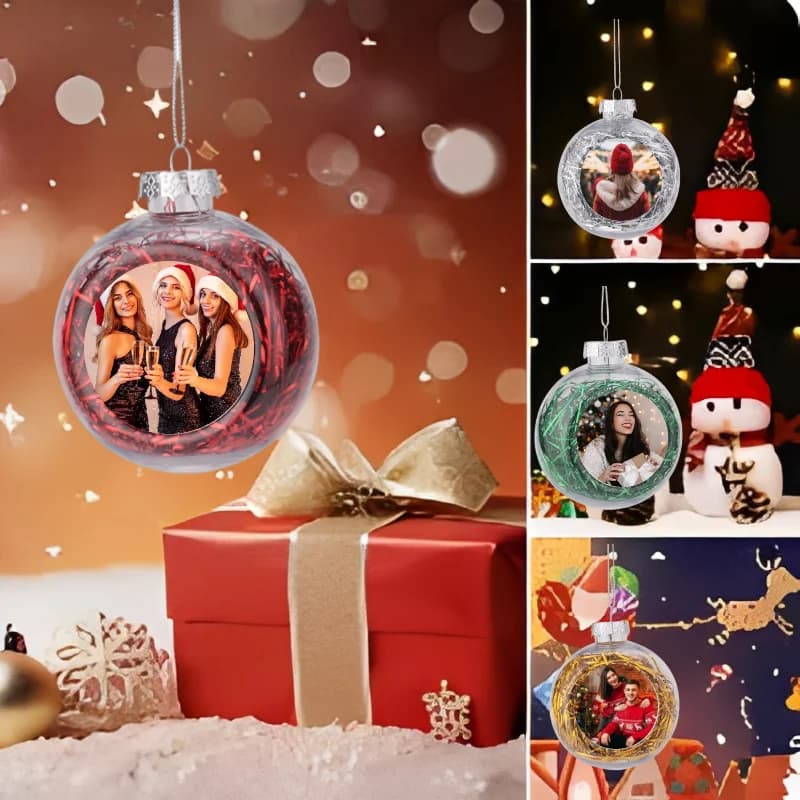 Custom Christmas ball with hanging ring, decorative ball with custom image for Halloween, Christmas, New Year, DIY image