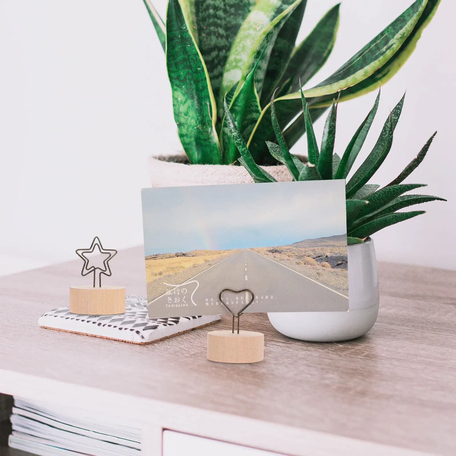 12 Pezzi Clip per Memo Natalizi con Base in Legno, Porta Note Creativo, Morsetto per Foto da Scrivania, Organizzatore di Messaggi, Decorazione per Scrivania