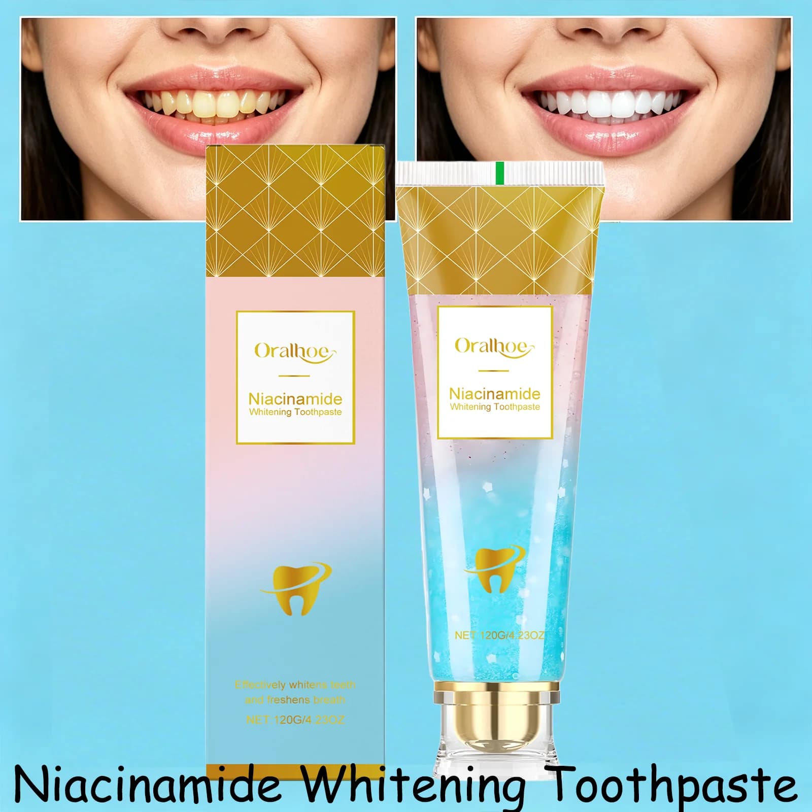 Niacinamide Teeth Whitening Toothpaste Deep Remove Plaque Stains Repair Dental Caries Eliminate Bad Breath Whitening Toothpaste