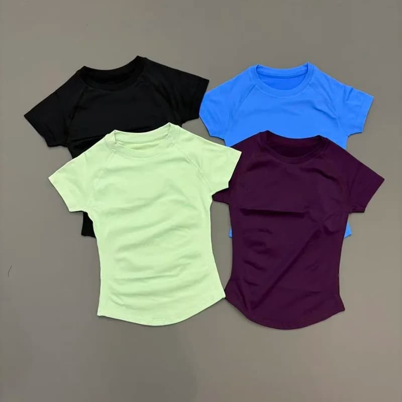 Maglietta Sportiva a Maniche Corte da Donna, T-Shirt Senza Cuciture per Yoga, Pilates, Allenamento, Palestra, Fitness e Corsa