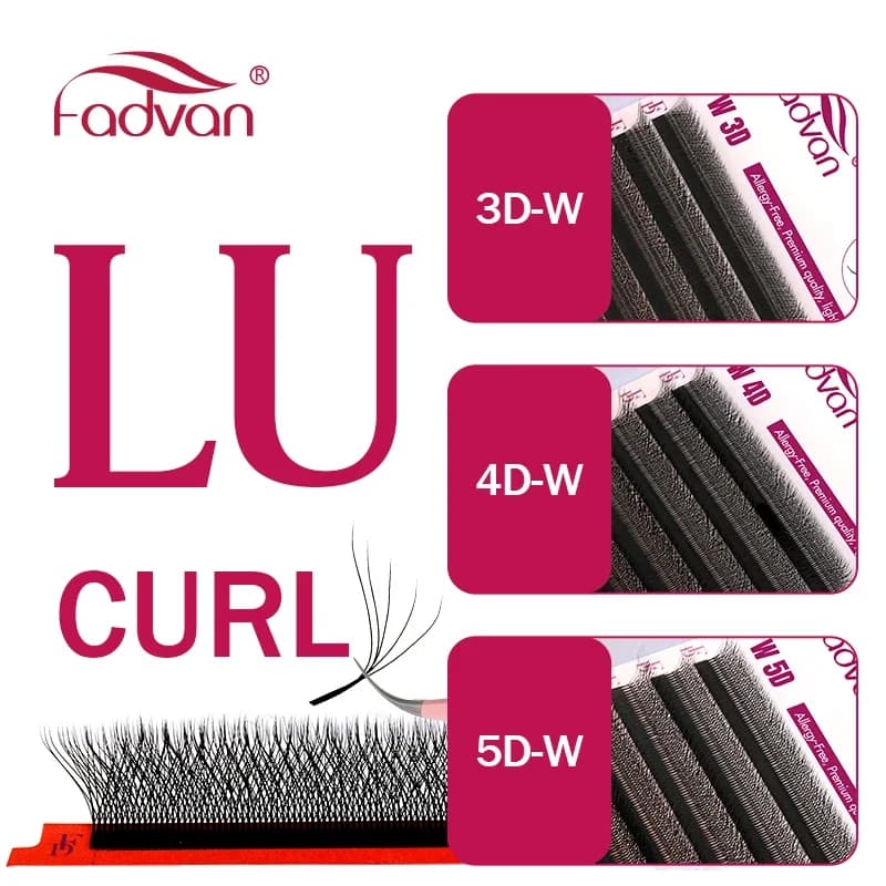 FADVAN L/LU/L + Curl 3D/4D/5D W ciglia occhi di volpe estensioni delle ciglia a forma di 0.07 W 8-15mm ciglia professionali morbide naturali 12 file