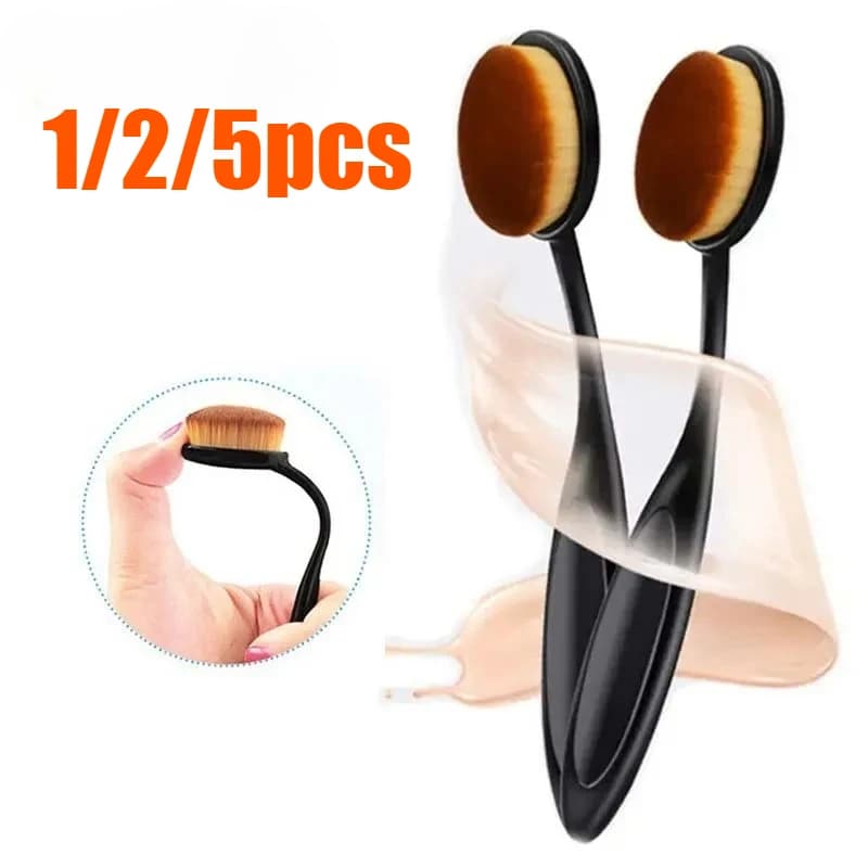 1/5/10PCS Pennello grande per fondotinta a forma di spazzolino da denti, strumento per il trucco, per un'applicazione rapida e uniforme di creme e polveri cosmetiche