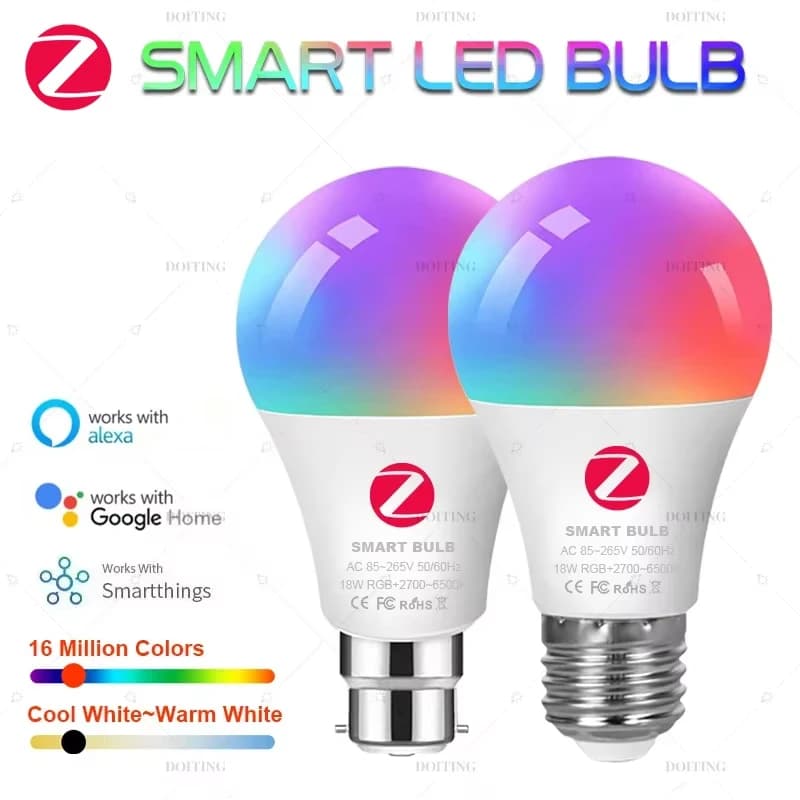 Zigbee 3.0 Led Intelligent Bulb 110V 220V E27 B22 RGBCW Lamp Works with Alexa Echo Plus Google Home Assistant APP Voice Control 2MQTT