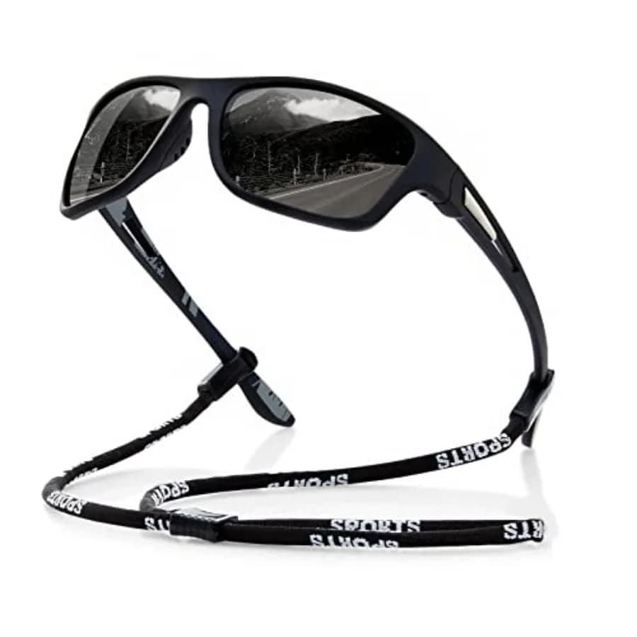 Polarized Sports Sunglasses for Men: UV400 Protection Glasses Wrap Around Goggles for Driving Fishing