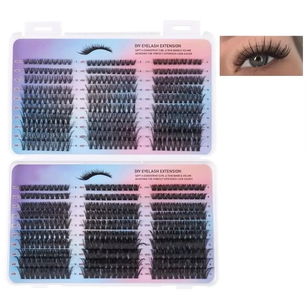 Fake Eyelashes Wall decal Natural effect, Wispy style, Individual eyelashes 8-16mm, Ciuffetti design, Ciglia a Grappolo for Mask parties