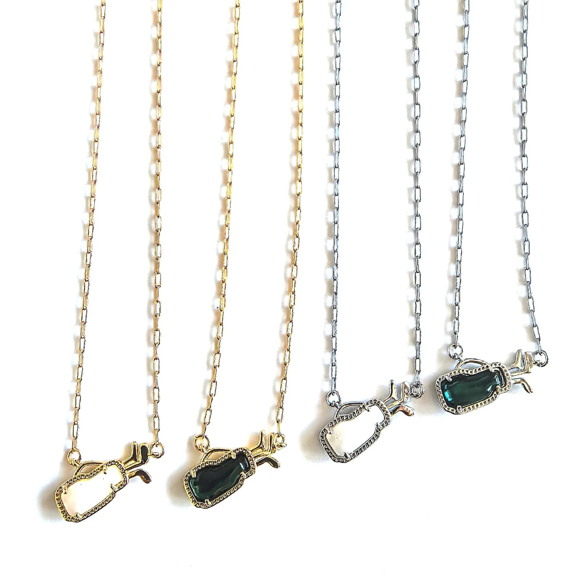 KS Golf Bag Design Pendant Necklace for Women, Minimalist Creative Stackable Layering Collarbone Necklace, Dainty Fashion Jewelry for Sports Events, Daily Wear, Casual Outings & Gifting
