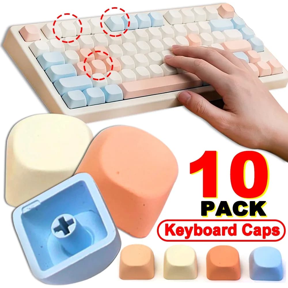 10pcs PBT Blank Keycaps Macaron Multi Colors Key Caps DIY No Print Keycap for MX Gaming Mechanical Cross Axis Universal Keyboard