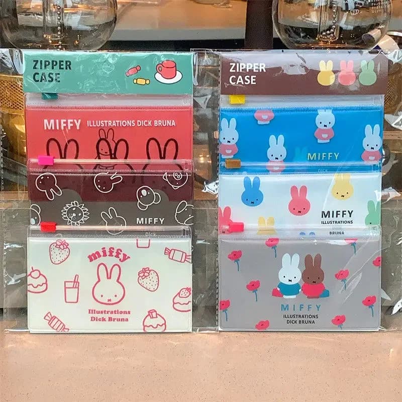 Borsa Portamonete Kawaii Miffy a Tre Pezzi, Borsa in PVC a Forma di Rosa con Clip e Catena, Regalo Giocattolo per Ragazze