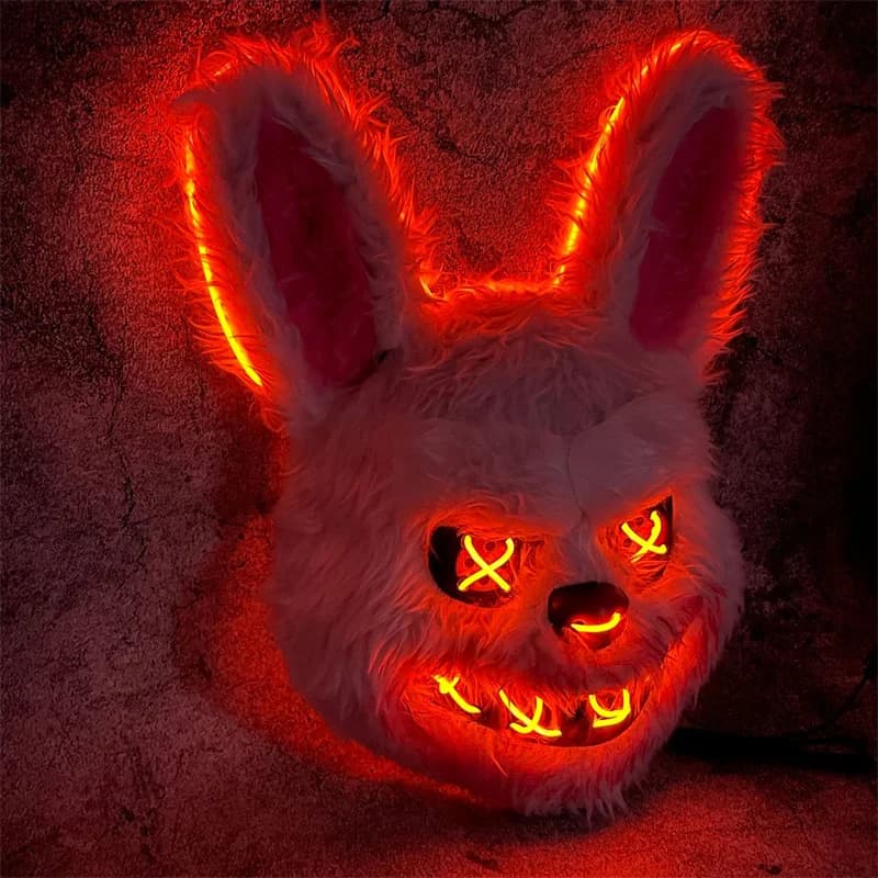 Maschera da coniglio Masquerade LED Maschera da orso di coniglio Incandescente Festa di Halloween, Maschera per Carnevale Puntelli Cosplay Festa senza batterie