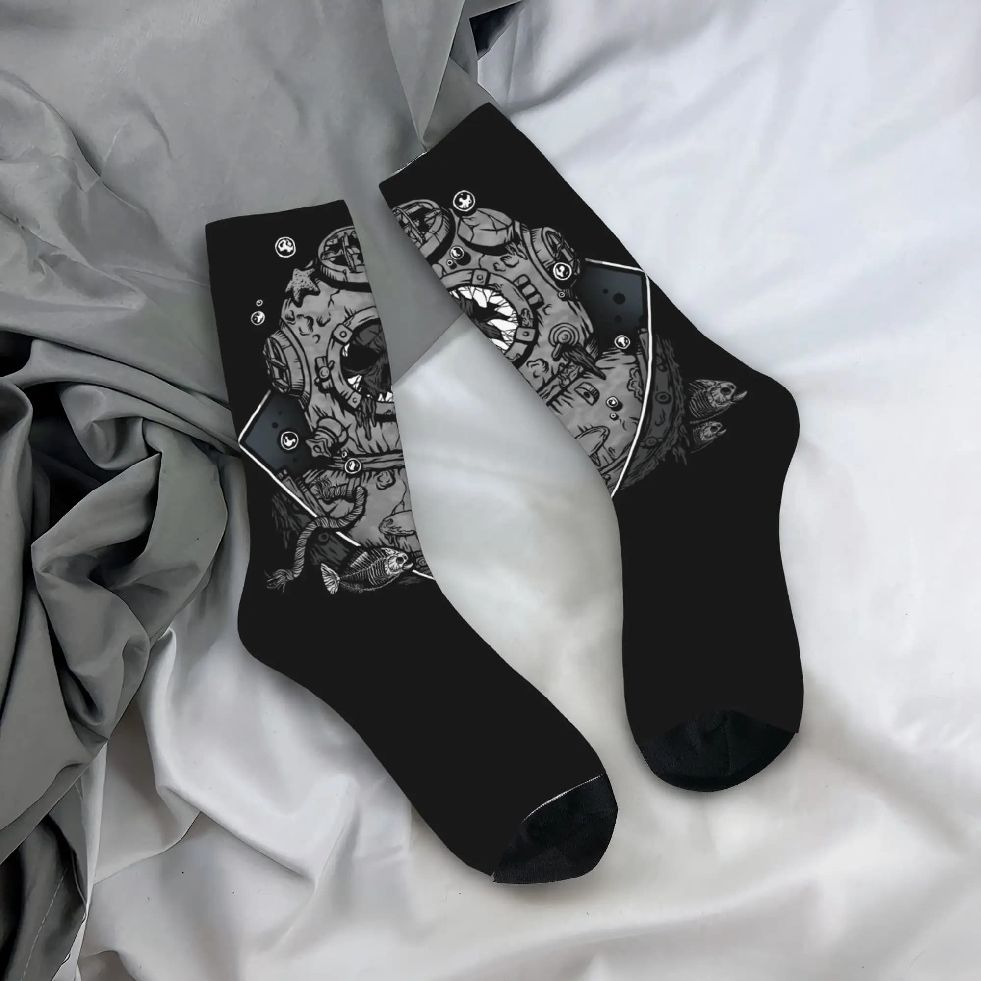 Calzini Divertenti Personalizzati da Uomo per Immersioni Subacquee con Teschio, Calzini Unisex Caldi e Comodi con Stampa 3D, Calzini a Mezza Gamba Occulti con Motivo Forgetfulness