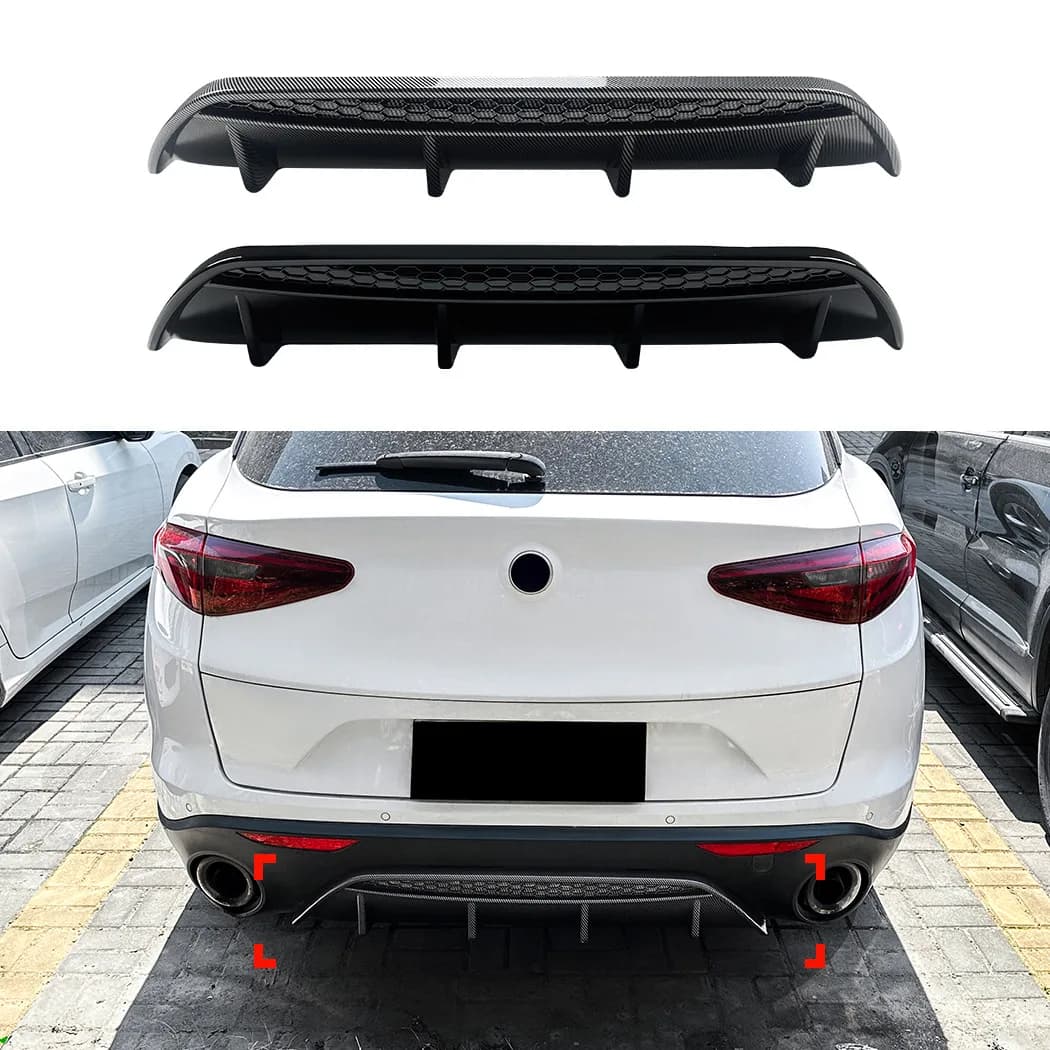 Rear Bumper Diffuser Lip For Alfa Romeo Stelvio 2017+ Piano Black Rear Under Spoiler Exterior Mod Kit Exterior Accessories