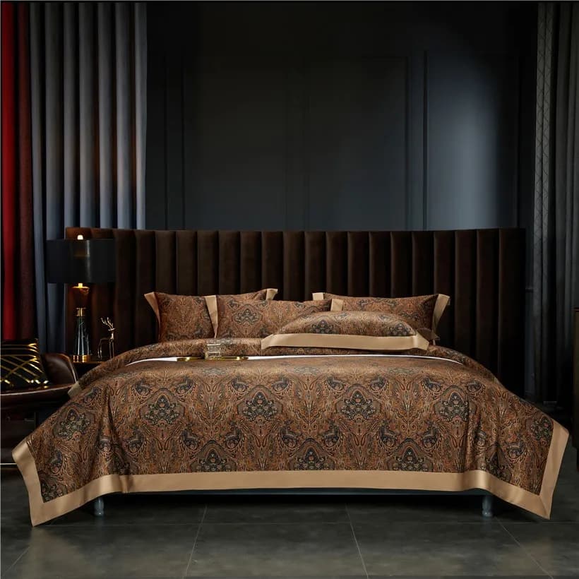 Set copripiumino Vintage marrone cioccolato Boho Queen King 4 pezzi Luxury 1000TC cotone egiziano morbido biancheria da letto federe lenzuolo