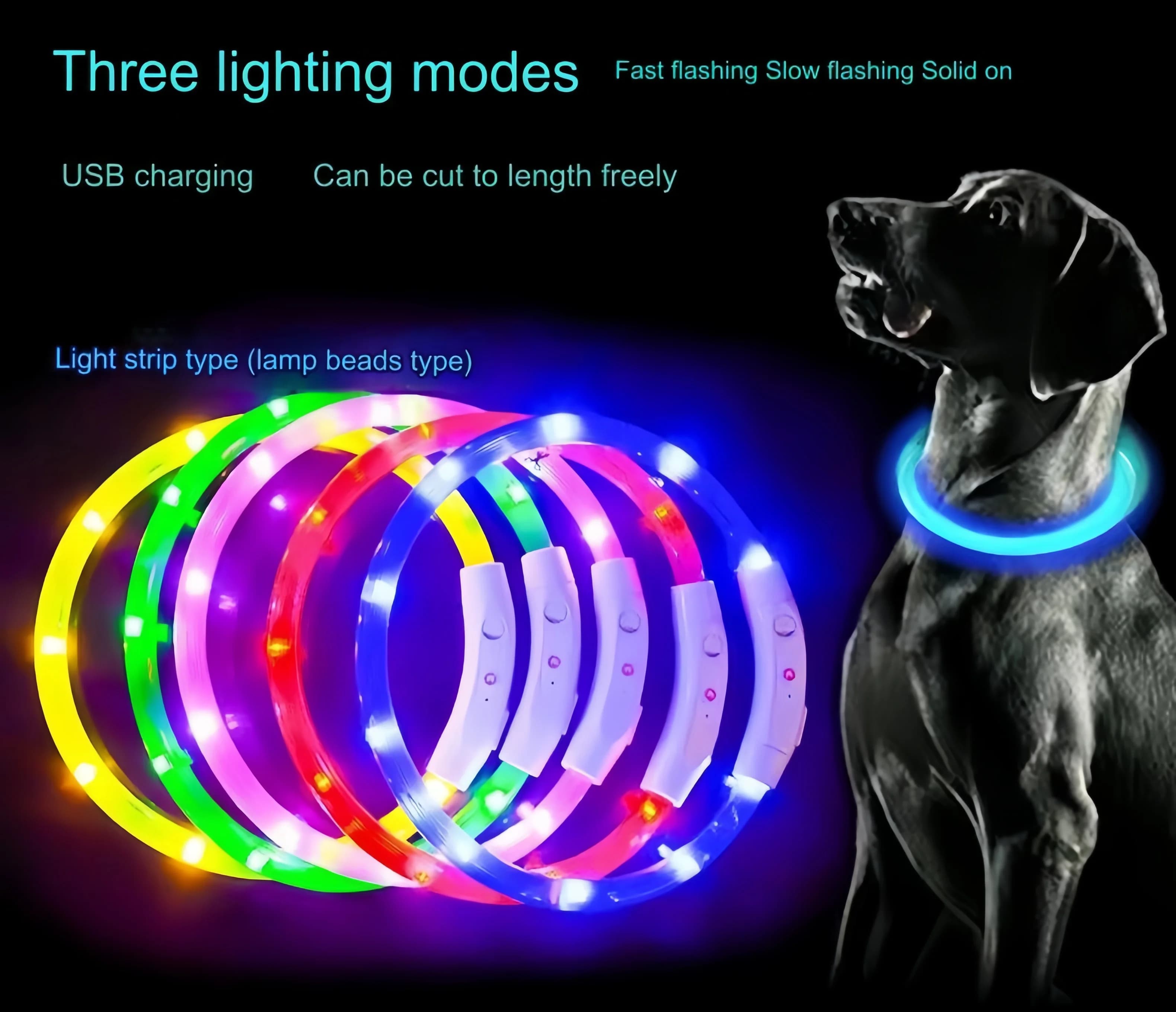 40/50/70cm Collare per cani a Led USB ricaricabile per cani da compagnia Notte Collare di ricarica luminoso Collana incandescente Collare Luce notturna di sicurezza