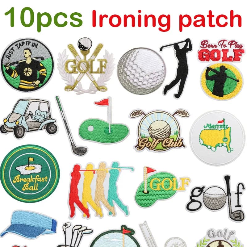 10 pz/set Golf Stiratura Patch Sport Tessuto Ricamato Adesivi Cappello Da Golf Toppe E Stemmi Vestiti T-Shirt Maglione Decorazione Accessori