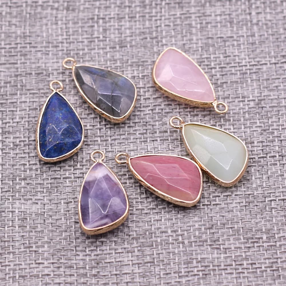 Drop Shaped Semi-Precious Natural Stone Pendant Charms Exquisite Beads For Necklace Bracelet Earring Jewelry Making Accessories