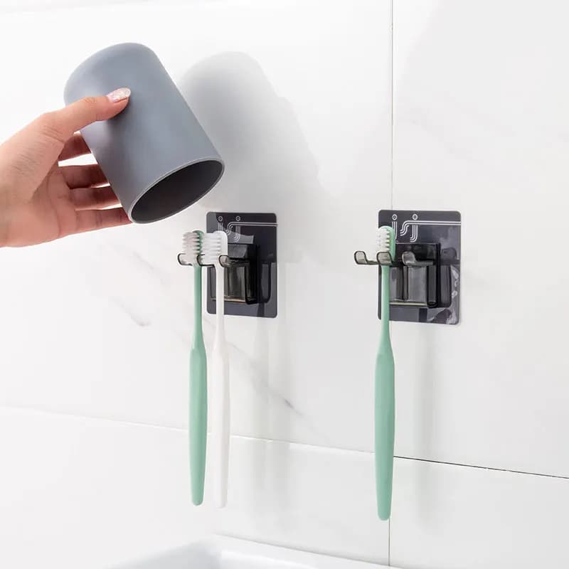Portaspazzolino da bagno con porta bicchieri e 2 spazzolini per i vostri amanti, accessori organizer per il bagno, supporto per spazzolino