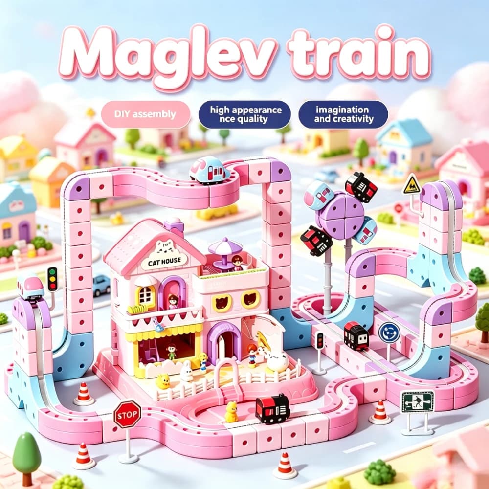 Anti Gravity Magnetic Track Building Set Versatile DIY Assembly Magnetic Attraction Rail Vehicle Small Train Puzzle Toy