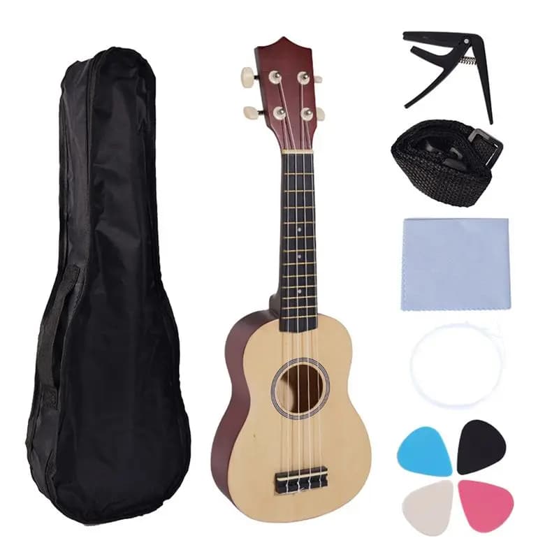 Set ukulele AEF5-21 pollici per principianti, ukulele a 4 corde in legno di tiglio con borsa per il trasporto, clip e 4 plettri
