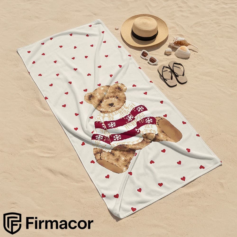 Christmas Teddy Bear Cartoon Anime Beach Towel Microfiber Quick Dry Super Absorbent Soft Bath Towel for Kids Adults Travel