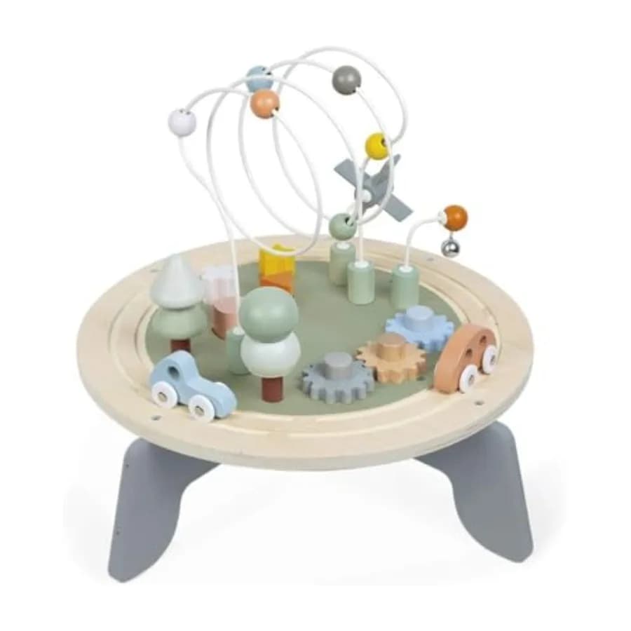 Janod Sweet Cocoon Wooden Activity Multi-Play Table - Adjustable Height 5.5-8.8 - 1 Year + - Stacking Blocks for Creative Play