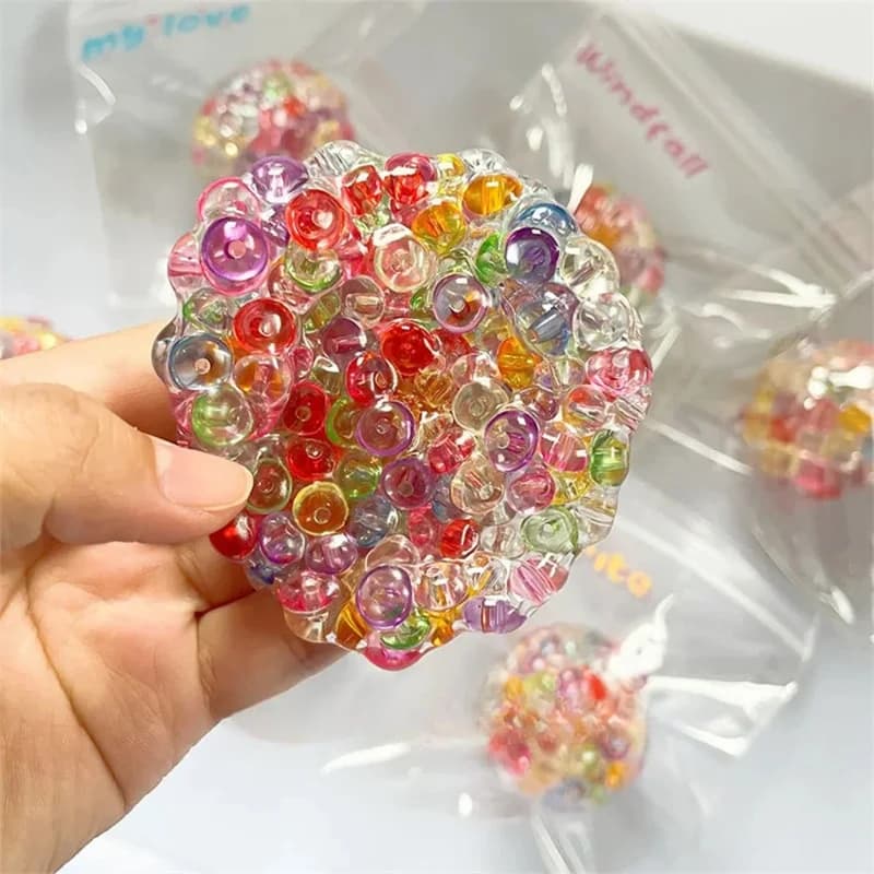 1PC Divertente Palla Antistress Squishy - Giocattolo Sensoriale Agitarsi per Sollievo dall'ansia, Texture di Perline di Ghiaccio, Giocattolo da Spremere Rilassante per Bambini Adulti