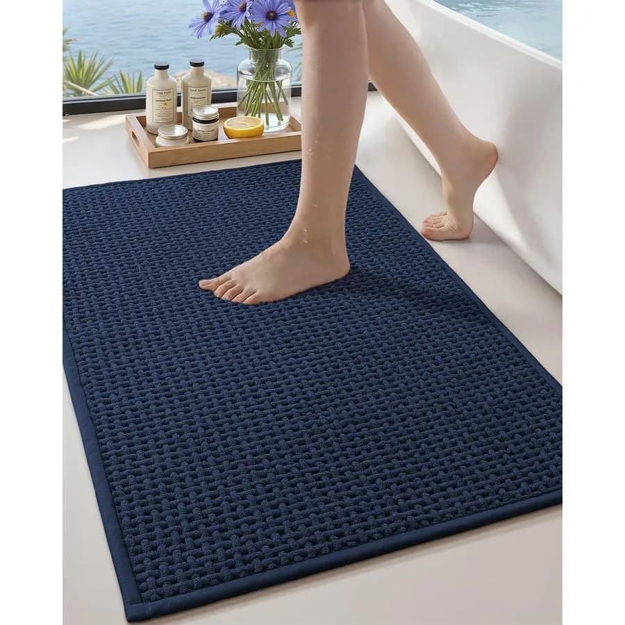 Tappetino da Bagno in Gomma Antiscivolo 36x24, Lavabile in Lavatrice, Morbido e Assorbente, Stile Boho in Ciniglia per Bagno