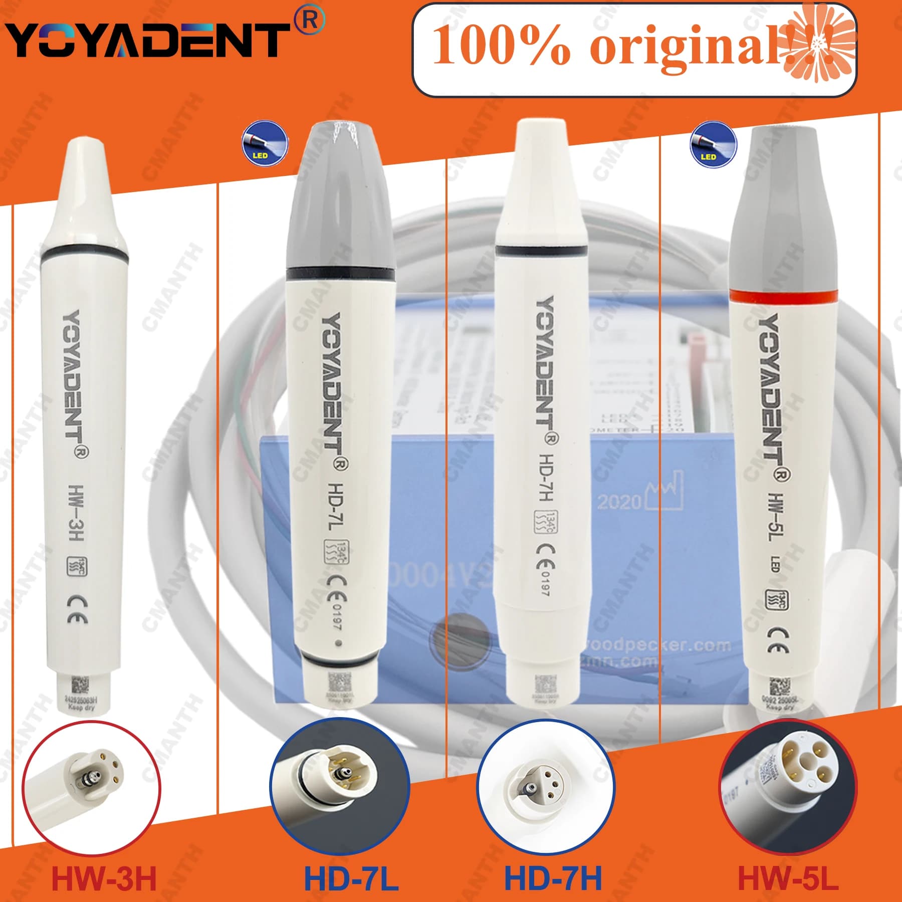 Ultrasound Dental Absorber Manipulator with LED Light Compatible with WOODPECKER DTE SATELEC UDS EMS VRN for Cleaning and Whitening of teeth