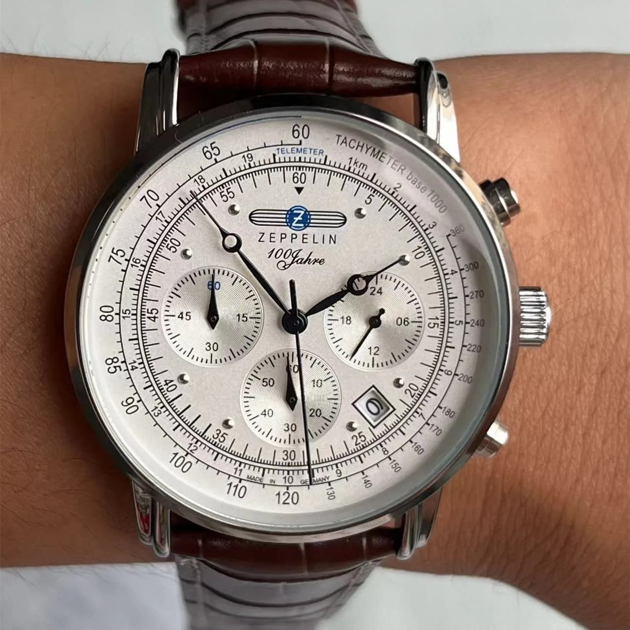 New Zeppelin Series Automatic Date Leather Men's Business Leisure Sports Quartz Timing Watch Men's Watch