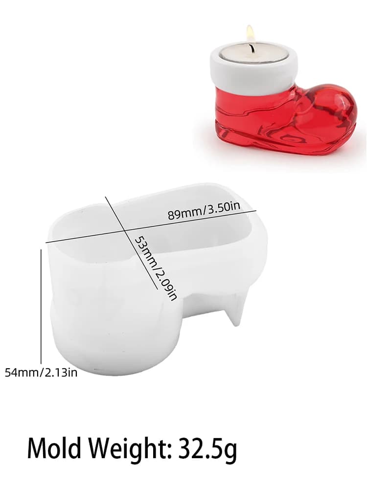 Christmas Boots Candle Holder Silicone Mold DIY Handmade Tea Lights Candlestick Plaster Resin Craft Casting Molds Home Xmas Deco