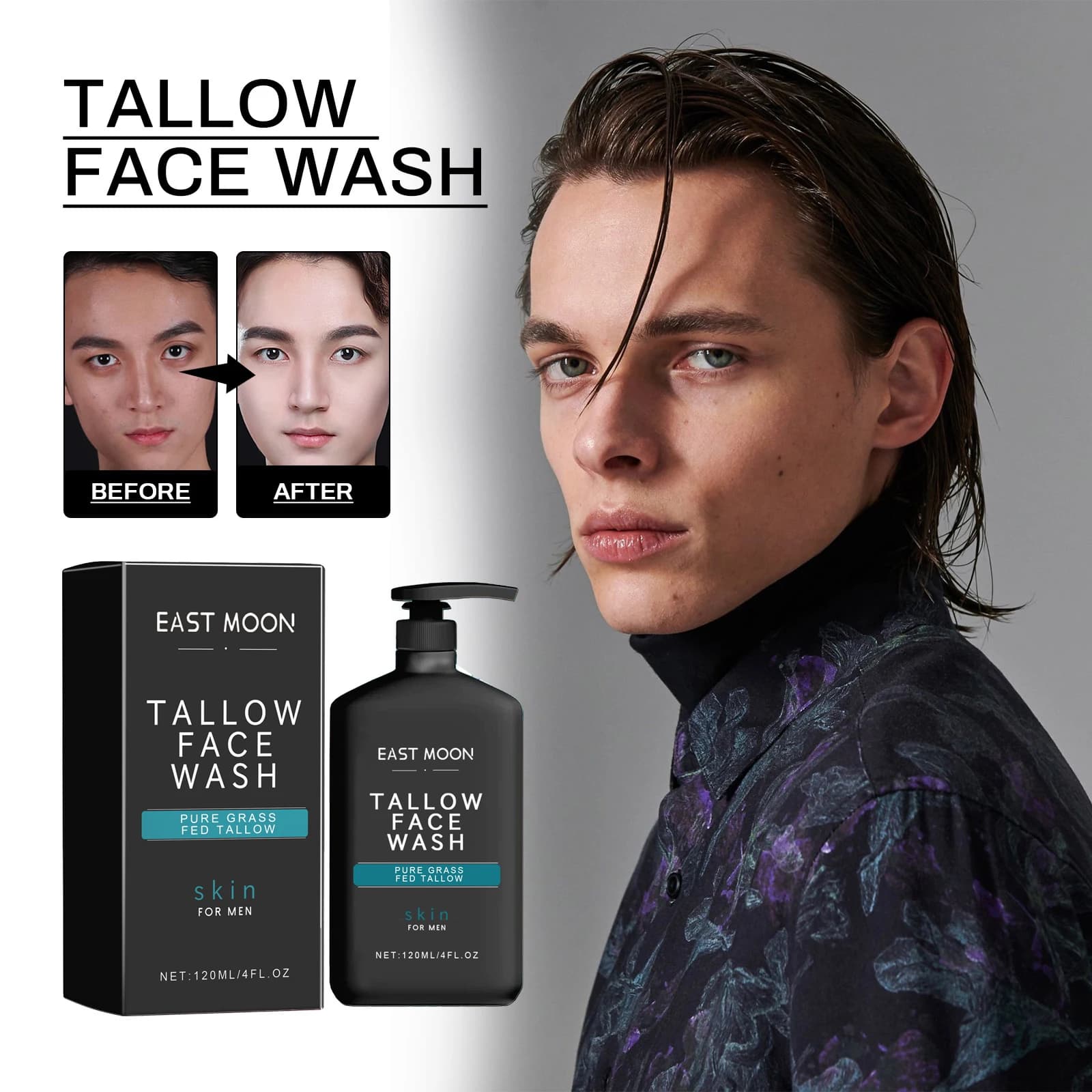 Lozione detergente per il viso da uomo Rimuovi l'acne Punti neri Prevenire i pori intasati Controllo dell'olio Esfoliante Crema detergente viso rinfrescante