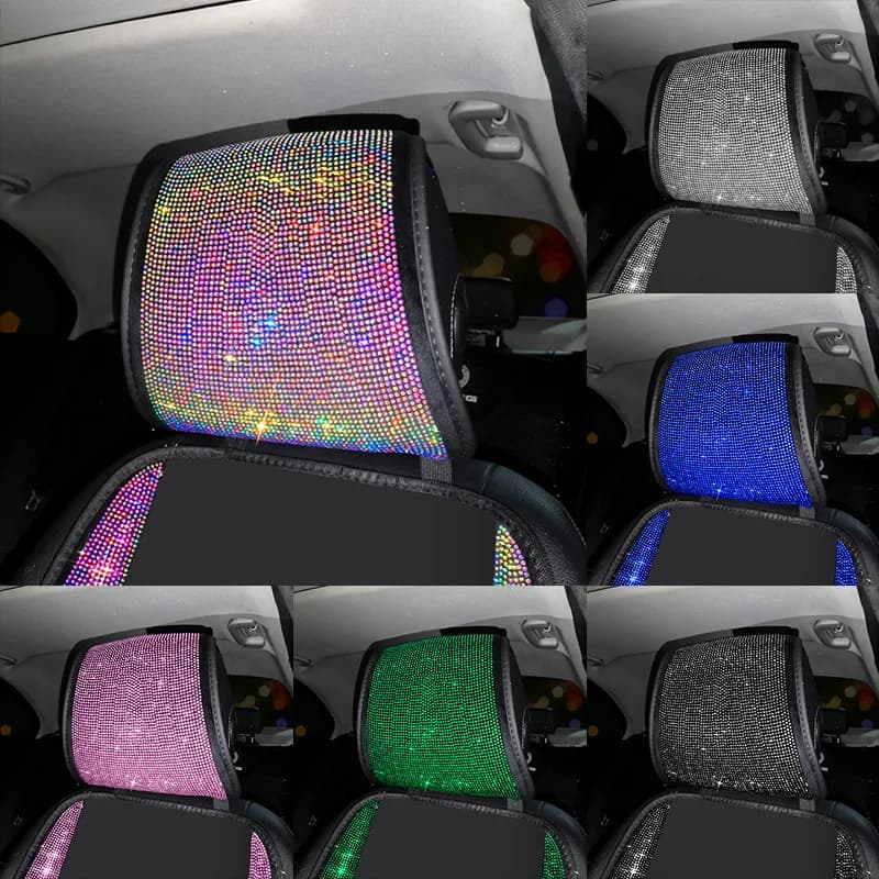 1PC Bling Car Seat Covers Universal Fit Car Head Pad Diamond Rhinestone Auto Interior Seat Headrest Bearing Accessories Woman
