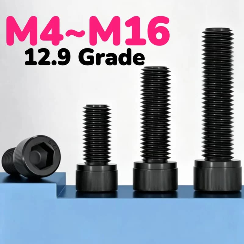 M4 M5 M6 M8 M10 M12 M16 Black 12.9 Grade Left Hand Rotate Thread Allen Hex Hexagon Socket Cap Head Screws Bolts