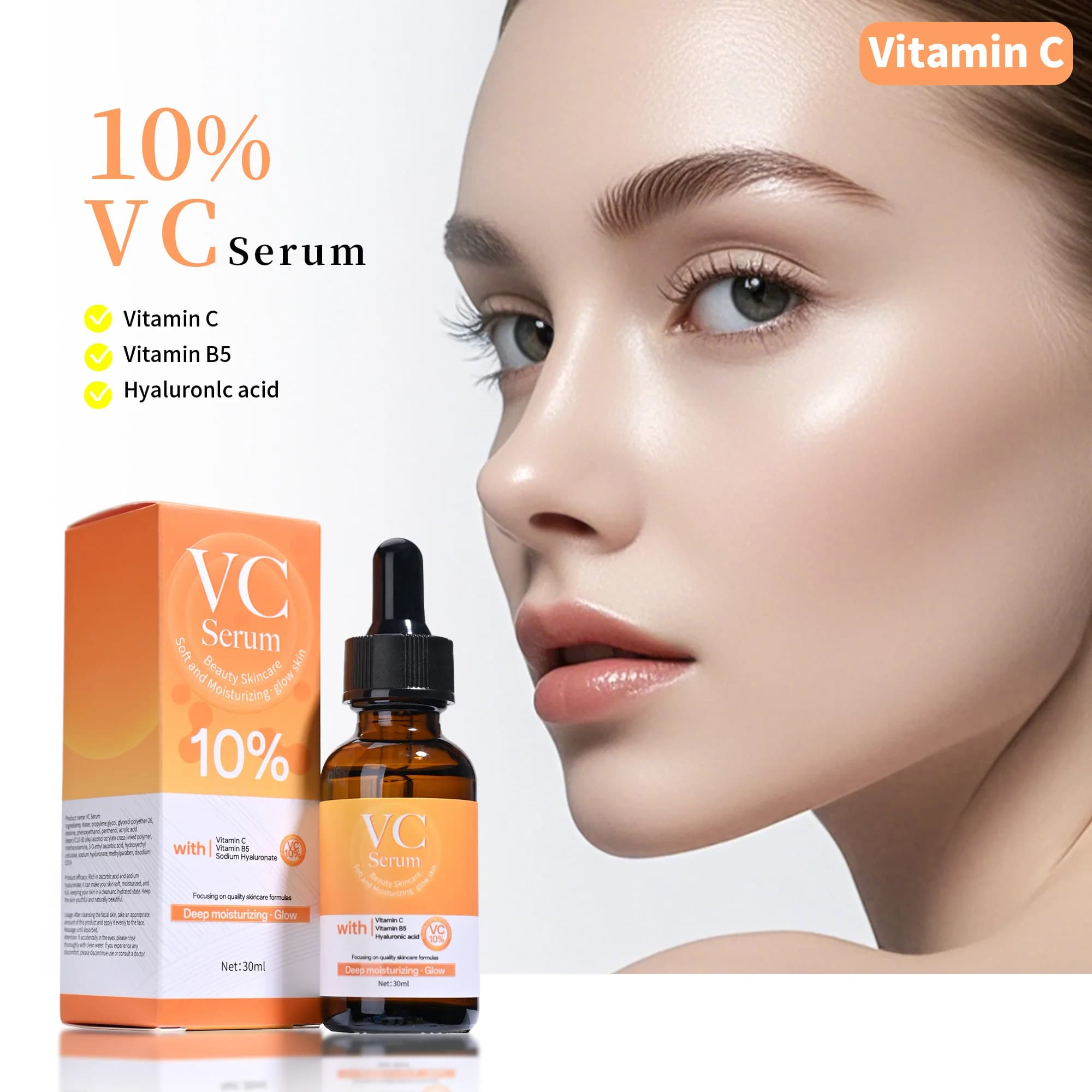 Nutrient and moisturizing Essence for face to highly effective vitamin C, hyaluronic acid + vitamin B5 nutrient supplement for skin, Dee