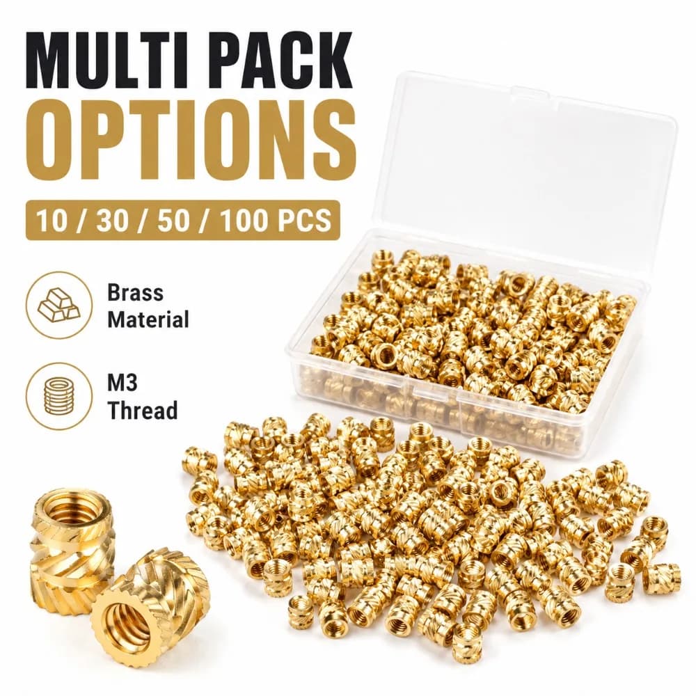 M3 Knurled Brass Heat Set Insert Nut Threaded Embedment Fastener 5x4 for 3D Printer Plastic Parts DIY Assembly Repair Hardware