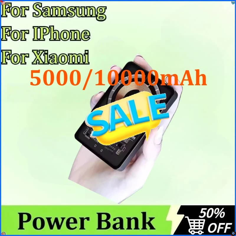 Per Samsung per iPhone per Xiaomi Powerbank Custodia Power Bank 5000/10000mAh per batteria esterna wireless magnetica